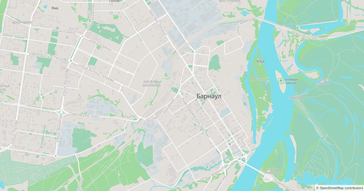 Карта Барнаула, отрендеренная через Karty Static Map API